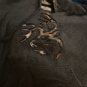 Men's Legendary Whitetails Dark Gray Graphic Hoodie with Deer Appliqué
